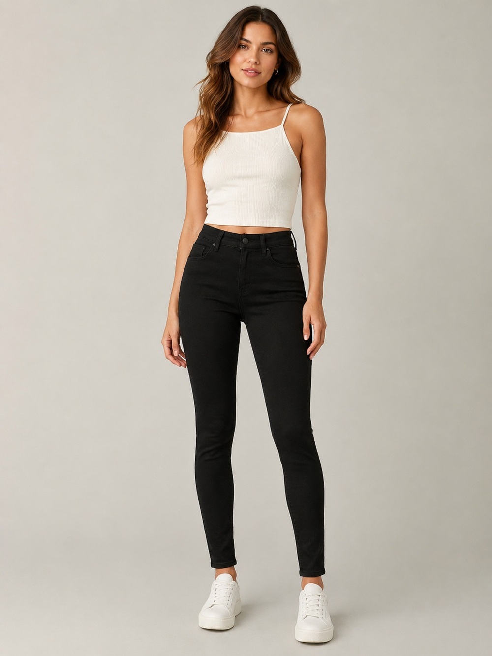 American Eagle 8 Long High Rise Jeggings Black Skinny Women’s Jeans Stretch